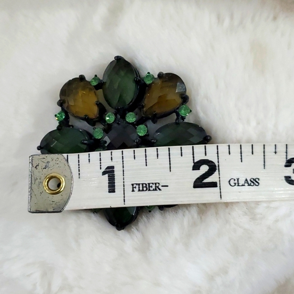 JOAN RIVERS FACETED FLOWER BROOCH GREEN BLACK YELLOW CLASSIC COLLECTION - Picture 5 of 5
